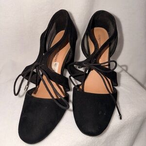 Christian Siriano Black Lace-Up Pointed Flats